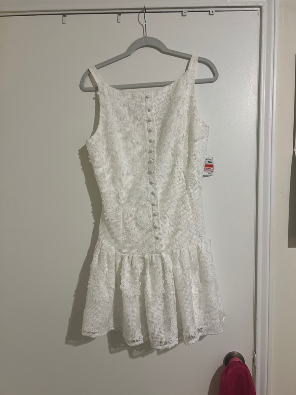 White Lace Sleeveless Fit-and-Flare Dress